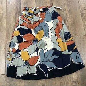 Tabitha A-Line Skirt - Navy, Orange, Yellow Floral